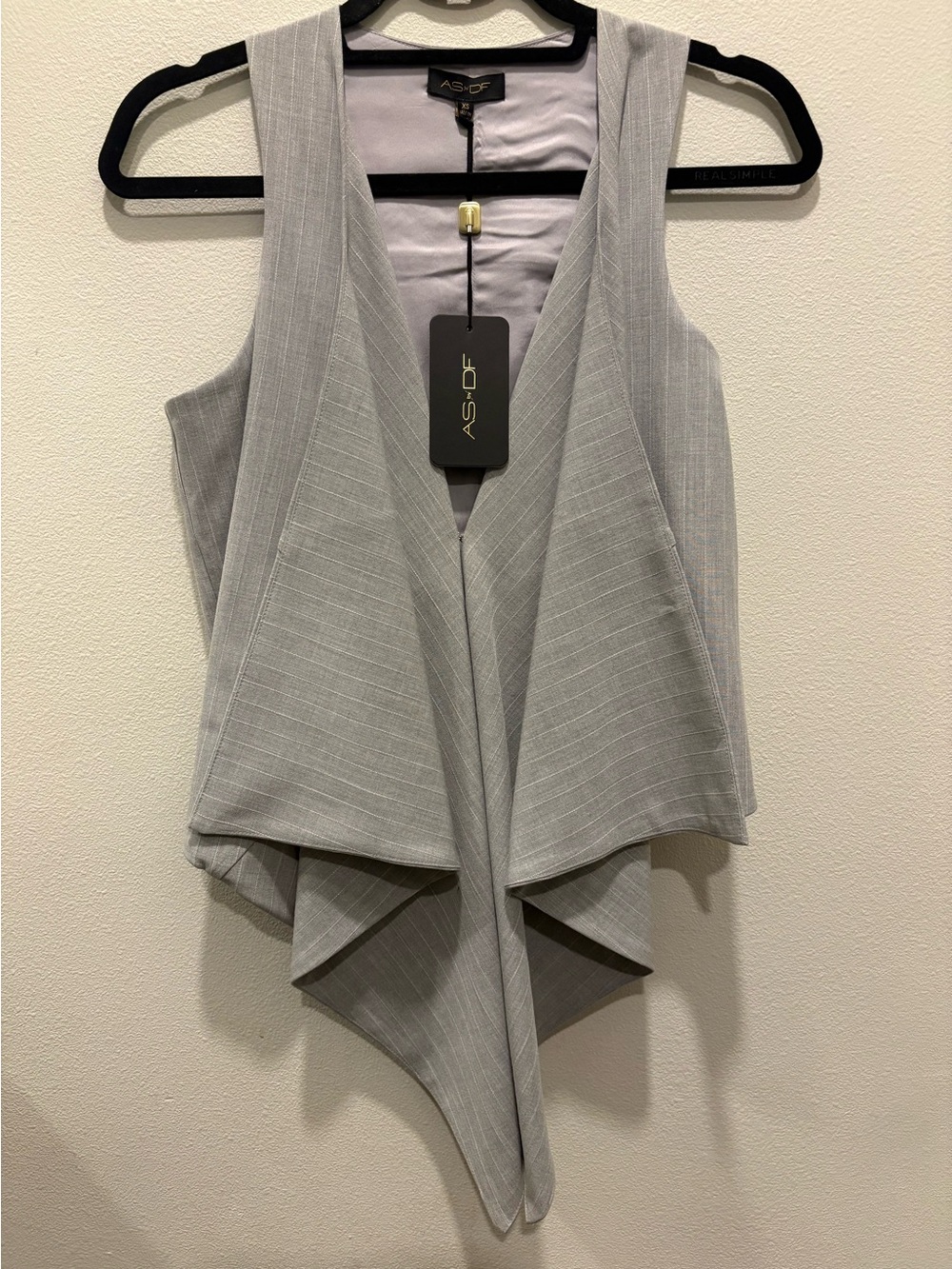 AS by DF . Draped Pinstripe Vest . Gray . XS . NWT 🩶 - Picture 3 of 6